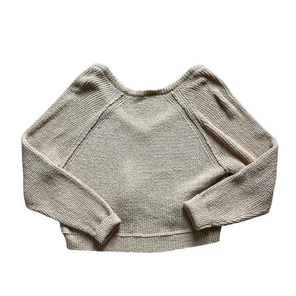 Free People Women's High Low V-Neck Cropped Sweater Camel Size Medium NWT - Picture 4 of 7